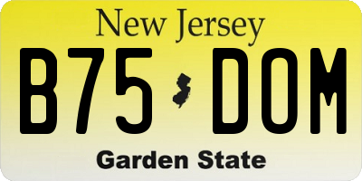NJ license plate B75DOM