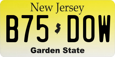 NJ license plate B75DOW