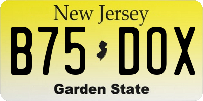 NJ license plate B75DOX