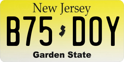 NJ license plate B75DOY