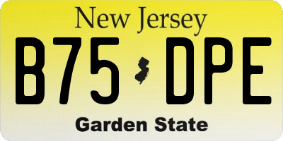 NJ license plate B75DPE