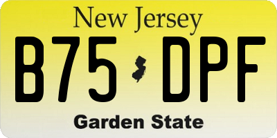 NJ license plate B75DPF
