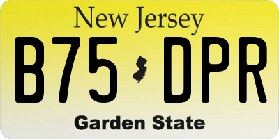 NJ license plate B75DPR