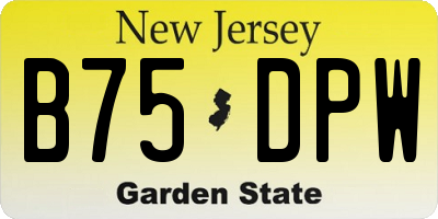 NJ license plate B75DPW