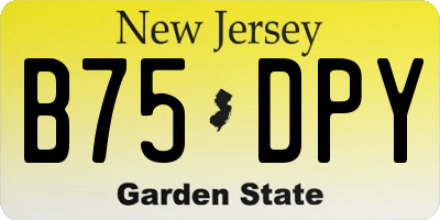 NJ license plate B75DPY