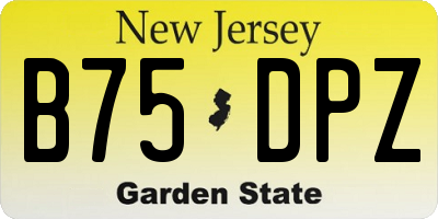 NJ license plate B75DPZ
