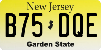 NJ license plate B75DQE