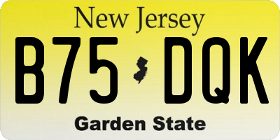 NJ license plate B75DQK