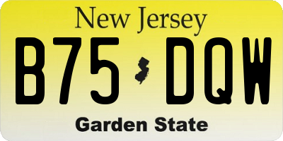 NJ license plate B75DQW