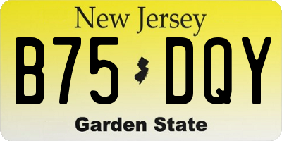 NJ license plate B75DQY