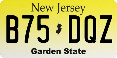 NJ license plate B75DQZ