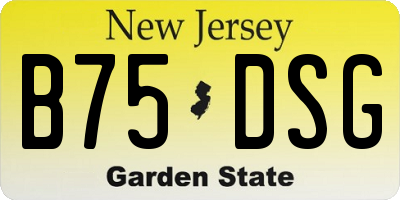 NJ license plate B75DSG