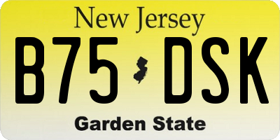 NJ license plate B75DSK