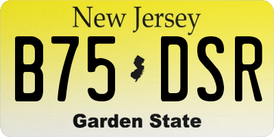 NJ license plate B75DSR