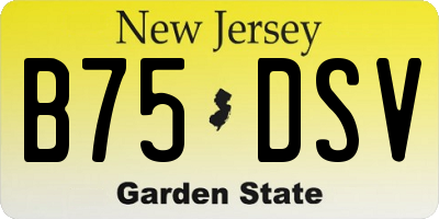 NJ license plate B75DSV