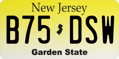 NJ license plate B75DSW