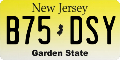 NJ license plate B75DSY