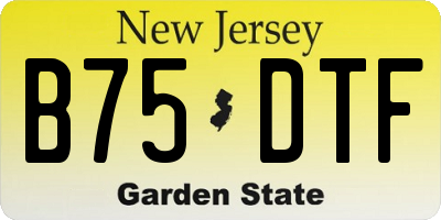 NJ license plate B75DTF