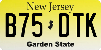 NJ license plate B75DTK
