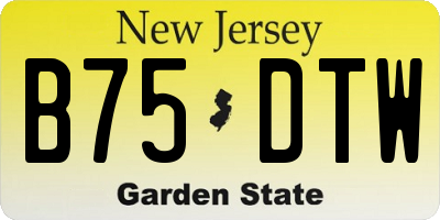 NJ license plate B75DTW