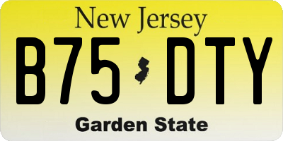 NJ license plate B75DTY