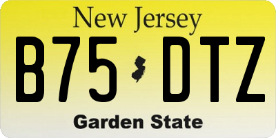 NJ license plate B75DTZ