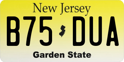 NJ license plate B75DUA
