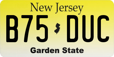 NJ license plate B75DUC
