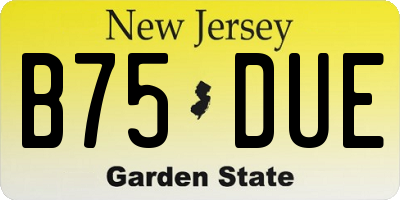 NJ license plate B75DUE
