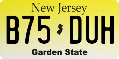 NJ license plate B75DUH