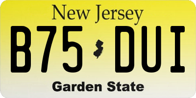 NJ license plate B75DUI