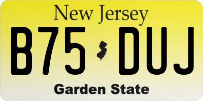 NJ license plate B75DUJ