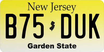 NJ license plate B75DUK