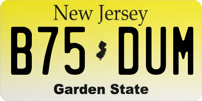 NJ license plate B75DUM