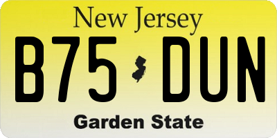 NJ license plate B75DUN
