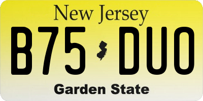 NJ license plate B75DUO