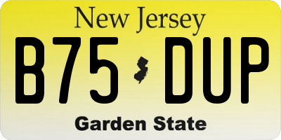 NJ license plate B75DUP