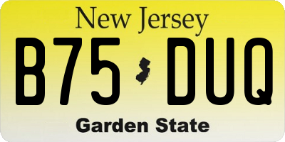 NJ license plate B75DUQ