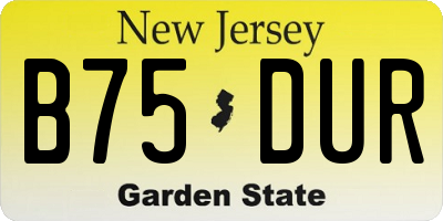 NJ license plate B75DUR