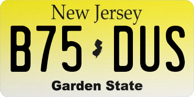 NJ license plate B75DUS