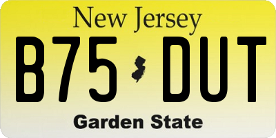 NJ license plate B75DUT