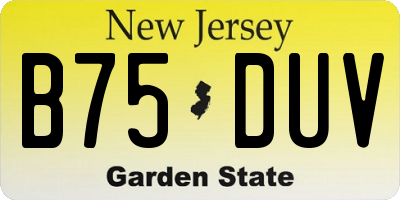 NJ license plate B75DUV
