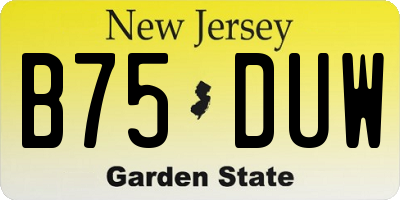 NJ license plate B75DUW