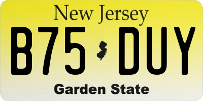 NJ license plate B75DUY