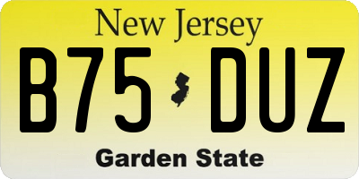 NJ license plate B75DUZ