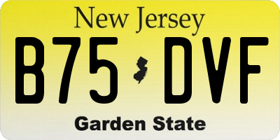 NJ license plate B75DVF