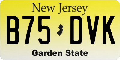 NJ license plate B75DVK