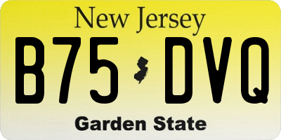 NJ license plate B75DVQ