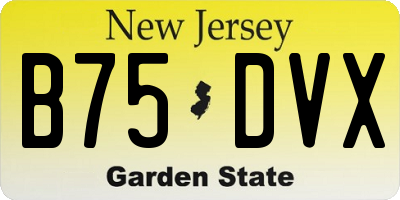 NJ license plate B75DVX