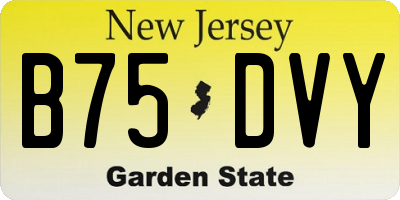 NJ license plate B75DVY